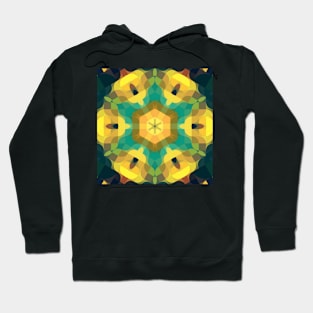 Retro Mandala Flower Yellow Blue and Green Hoodie